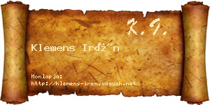 Klemens Irén névjegykártya